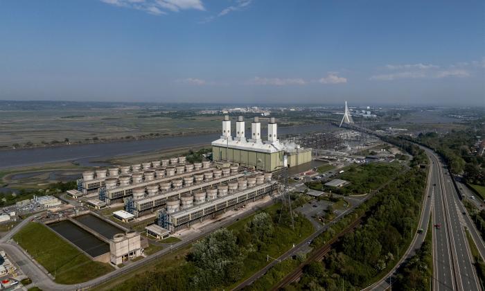 Connah's Quay power plant with Flintshire bridge in background