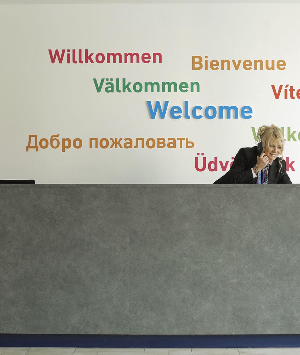 Reception desk at the Birmingham office