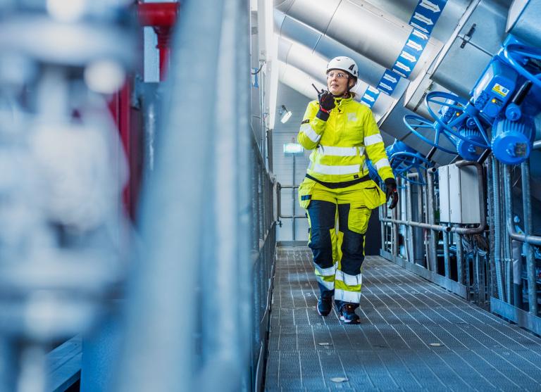 woman on power plant
