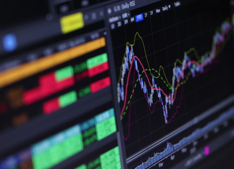 Close up picture of trading data on a computer screen
