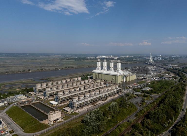 Connah's Quay power plant with Flintshire bridge in background