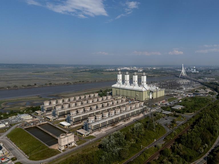 Connah's Quay power plant with Flintshire bridge in background