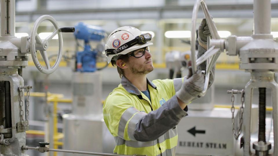 Uniper engineer inspecting a gas power plant at Grain, UK
