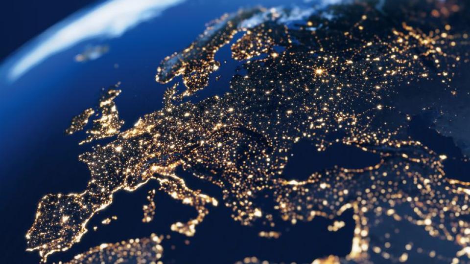 Earth view from space at night