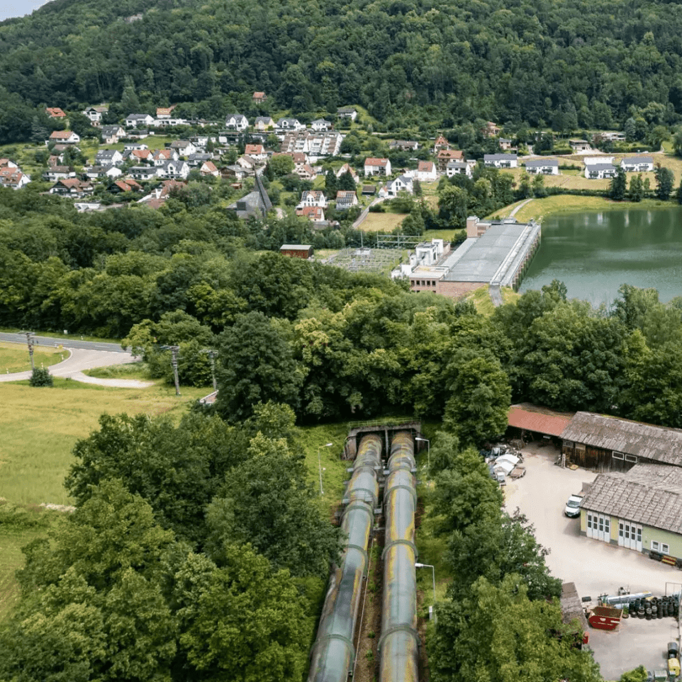 PSW Happurg Unterbecken mit Druckrohrleitung