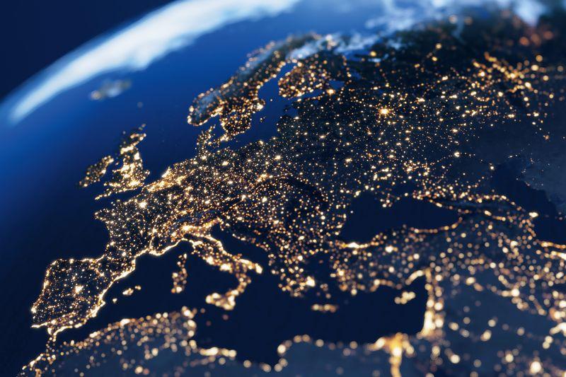 Earth view from space at night