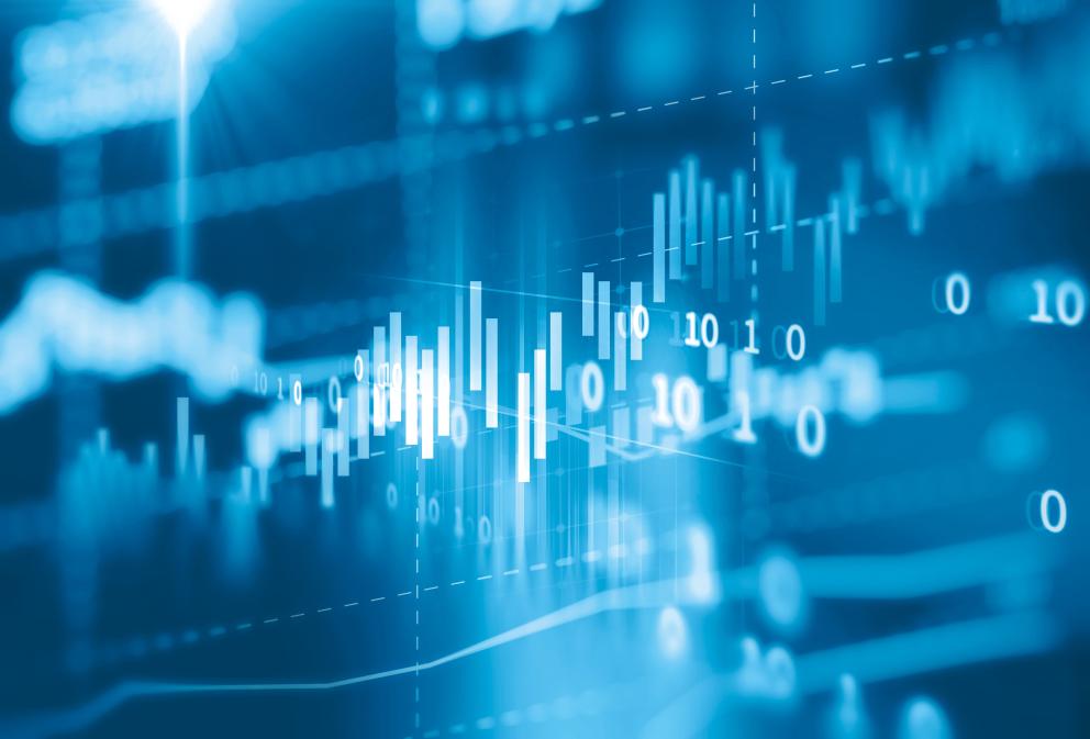 Abstract image in blue with numbers and diagram